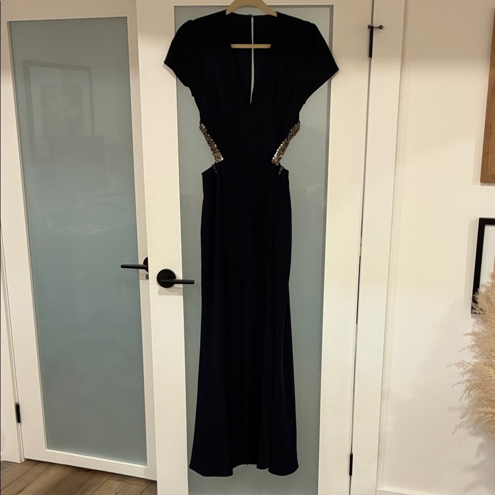 Stunning Navy Evening Gown with cut out embellishments